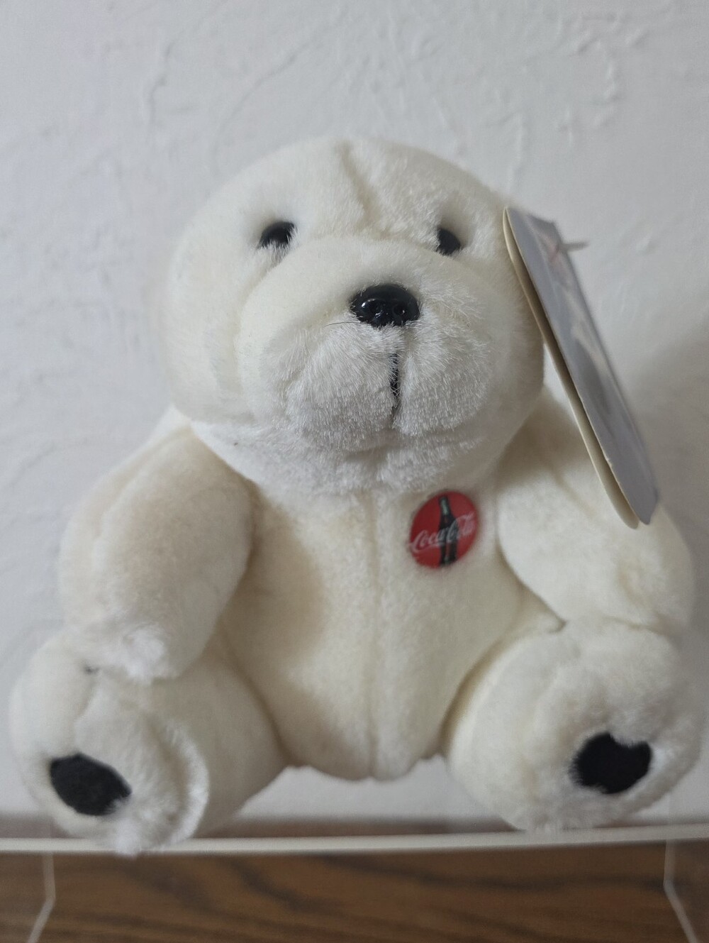 Vintage 1993 Coca-Cola White Polar Bear With Logo Button 6" Collectible Plush